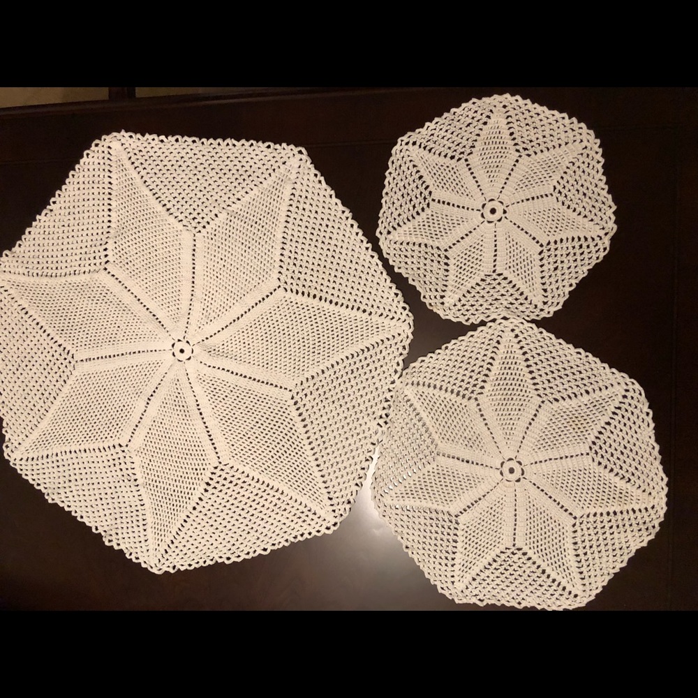 3 Handmade Crochet Doily